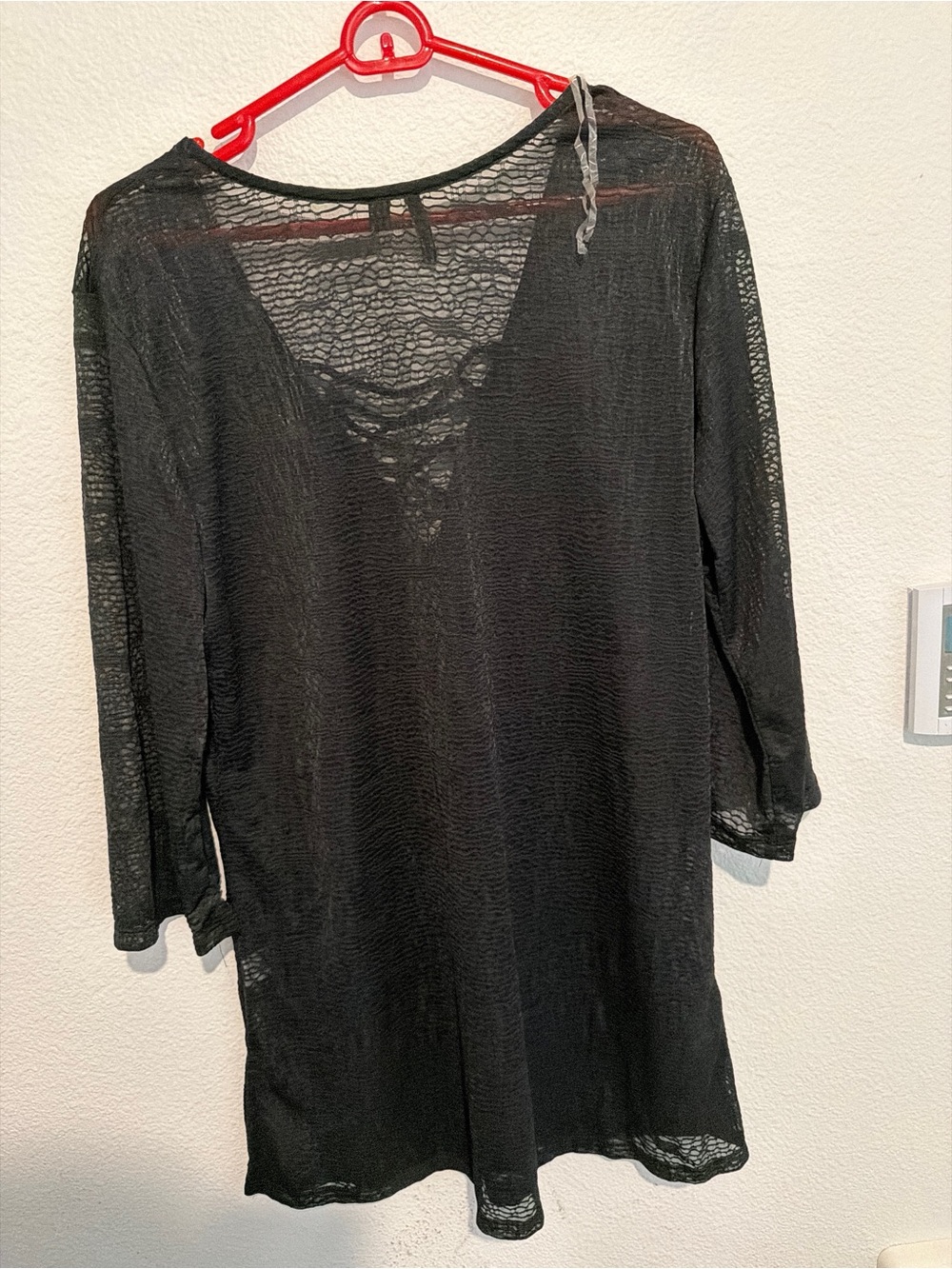 Portacruz Black Sheer Crochet Cover Up Size L